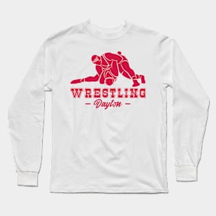 Wrestling Dayton with College Wrestling Graphic Long Sleeve T-Shirt